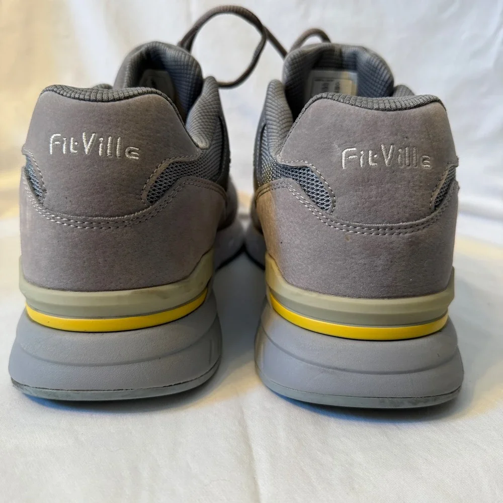 FitVille Rebound Core Mens Walking Shoes Grey Yellow Wide Toe Box 11EW‎ 31910251